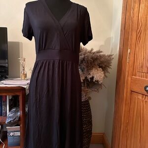 LL Bean Black V-Neck Dress